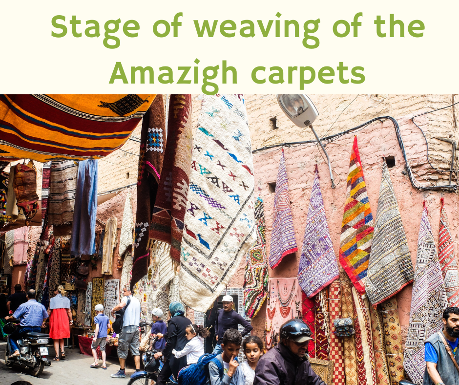 Stage of weaving Amazigh carpets